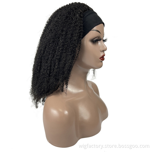 Kinky Straight Wig Headband Human Hair,Long Scarf Wig Glueless Brazilian Remy Hair,Curly Wigs Human Hair Lace Front
